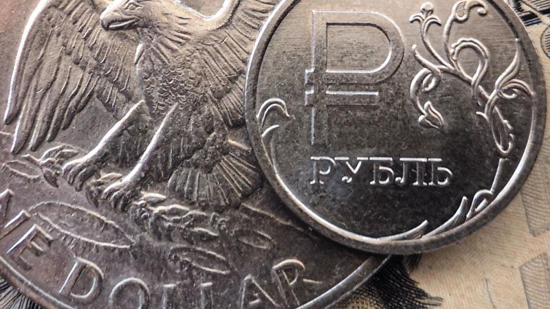ASV dolāra un agresorvalsts Krievijas rubļa monētas