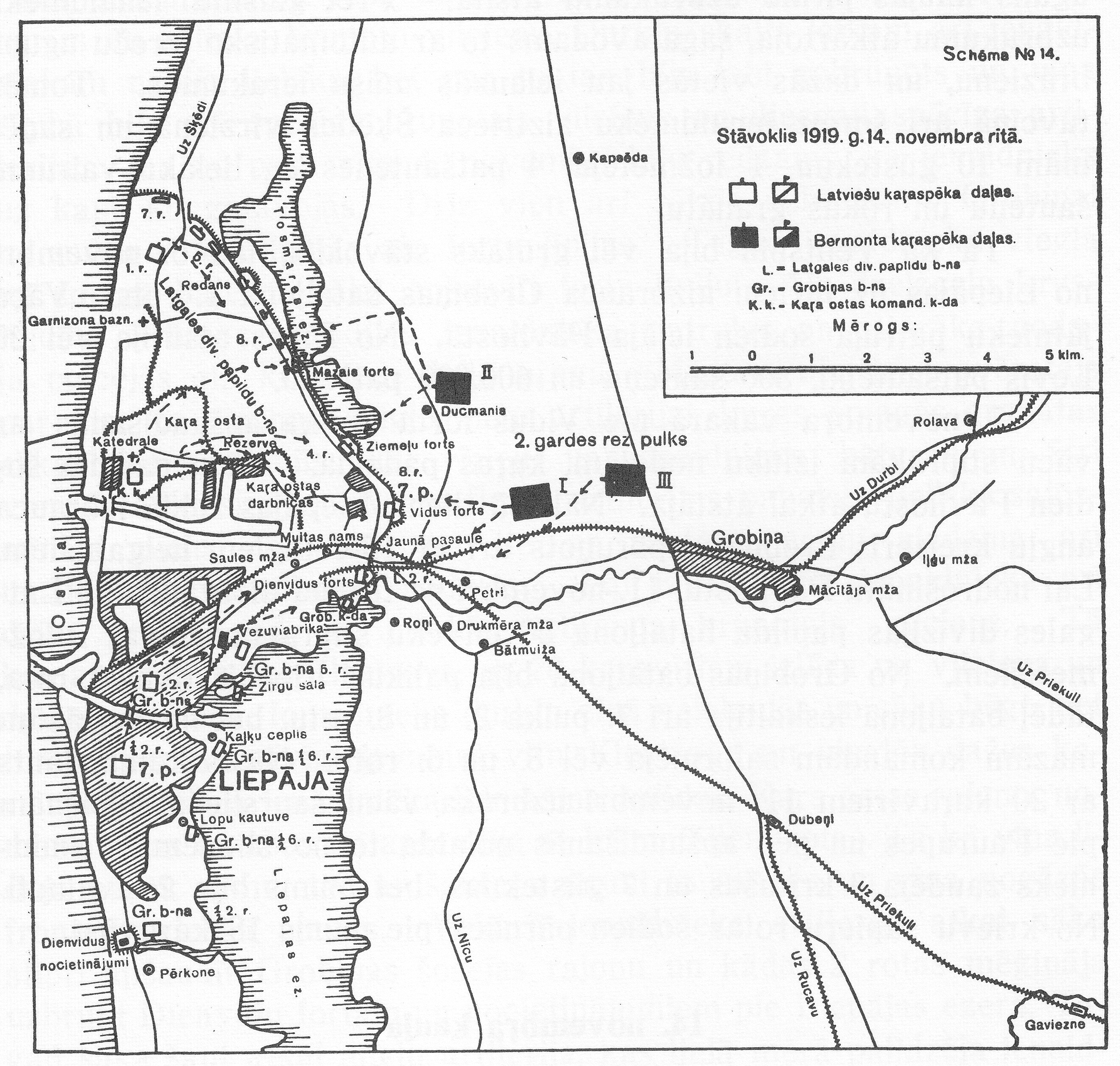 1919. gada 14. novembra kaujas shēma 