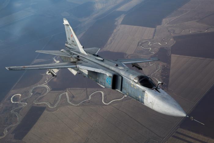 Krievijas bumbvedējas Su-24/Erik Romanenko/TASS/Scanpix