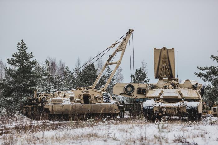 Foto: Starptautiskās militārās mācības "Winter Shield 2021"/ vsrž.  Gatis Indrēvics/Aizsardzības ministrija
