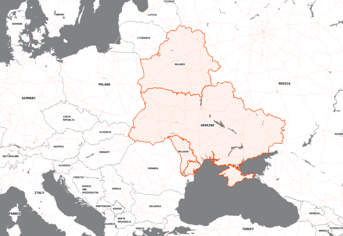 Krievijas buferzonā pret Rietumiem ietilpst Baltkrievija, Moldova un Ukraina. Baltkrievija jau ir atteikusies no suverenitātes, Krievijas kontrolētā Piedņestra grauj Moldovas iespējas, bet Ukraina ir tiešā Krievijas redzeslokā.