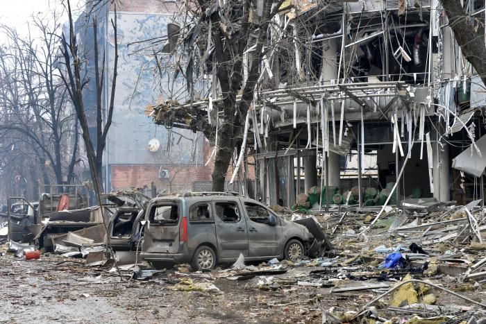 Ukrainas pilsēta Harkiva pēc Krievijas okupācijas spēku apšaudes