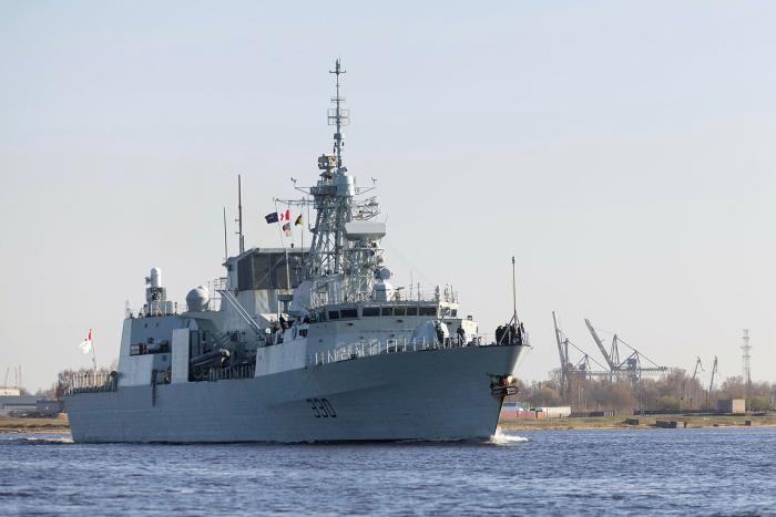 NATO pirmās pastāvīgās jūras spēku grupas Kanādas fregate “HMCS Halifax”/Foto: Gatis Dieziņš/Aizsardzības ministrija