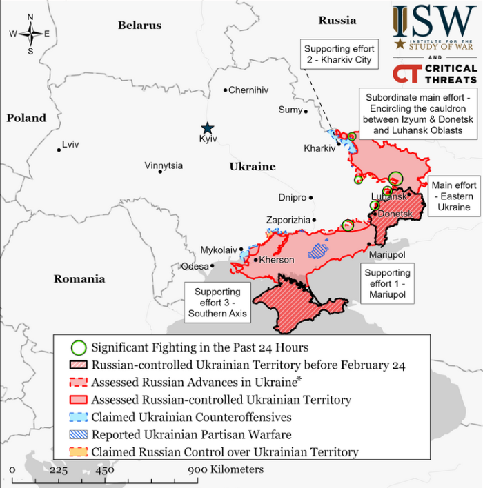 Krievijas izraisītā kara situācija – 22. maijs