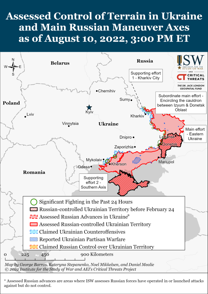 Krievijas izraisītā kara situācija – 10. augusts
