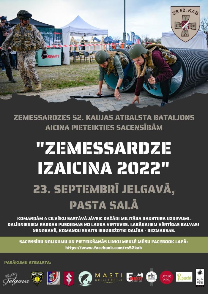 Plakāts sacensībām "Zemessardze izaicina 2022"