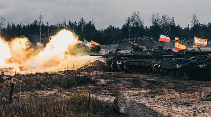 NATO kaujas grupas Latvijā tanku mācības Ādažu poligonā / Armīns Janiks / Aizsardzības ministrija