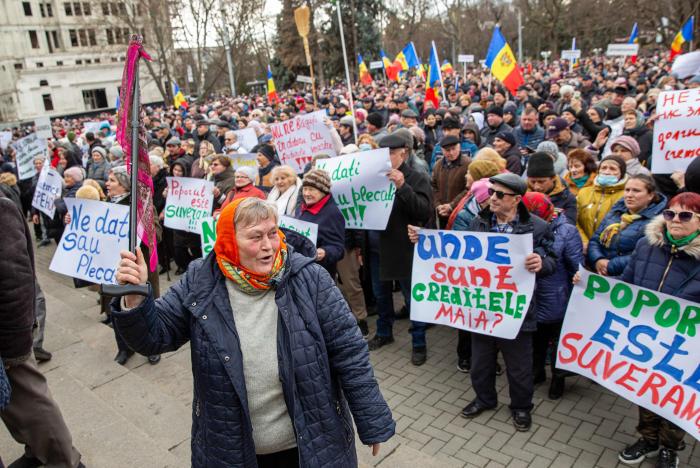 Kremļa režīma slēpti rīkotās protesta demonstrācijas Kišiņevā pret Moldovas valdības Rietumniecisko kursu / AFP / Scanpix