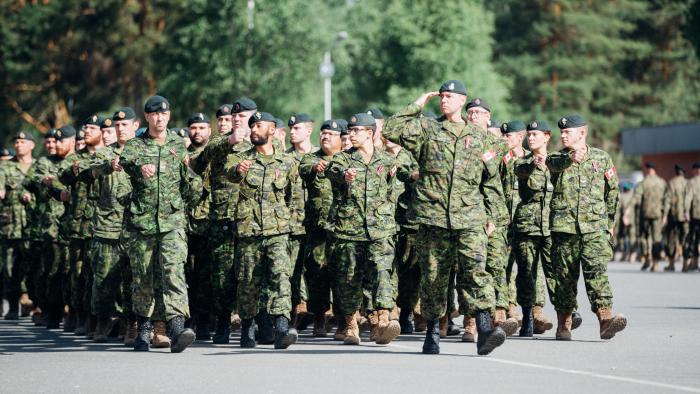 NATO paplašinātās klātbūtnes Latvijā kaujas grupas sagaidīšanas ceremonija 2017. gada 19. jūnijā.