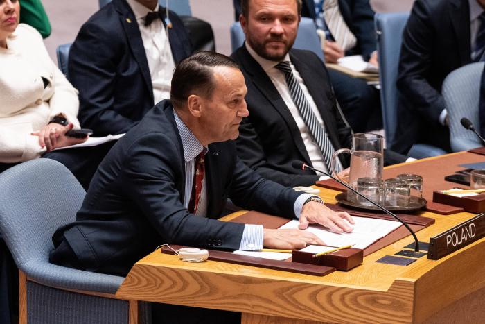 Polijas ārlietu ministrs Radoslavs Sikorskis ANO Drošības padomes sēdē