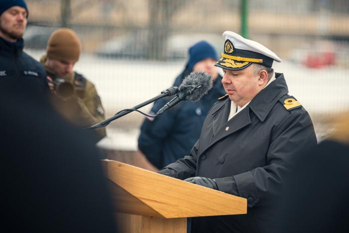 Foto: NATO 1. pastāvīgās jūras pretmīnu grupas komandvadības maiņas ceremonija / srž. Ēriks Kukutis / Aizsardzības ministrija