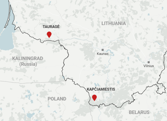 Lietuvas karte ar poligonu atrašanos