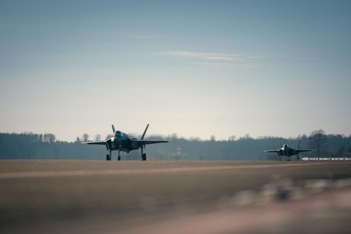 Nīderlandes Gaisa spēku iznīcinātāji F-35 Lielvārdes aviācijas bāzē