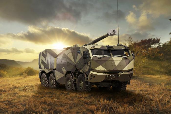 Foto: Čehijas uzņēmuma “Excalibur Army” ražotā 155 mm riteņu artilērijas sistēma “Morana" / Excaliburarmy.cz