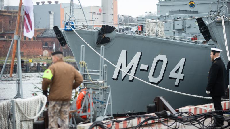 Mīnu kuģis M-04 "Imanta" ostā Liepājā