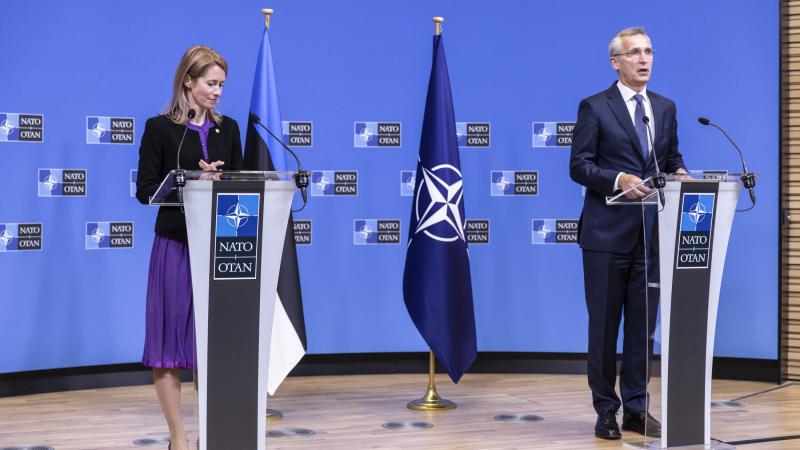 NATO ģenerālsekretārs Jenss Stoltenbergs un Igaunijas premjere Kaja Kallasa