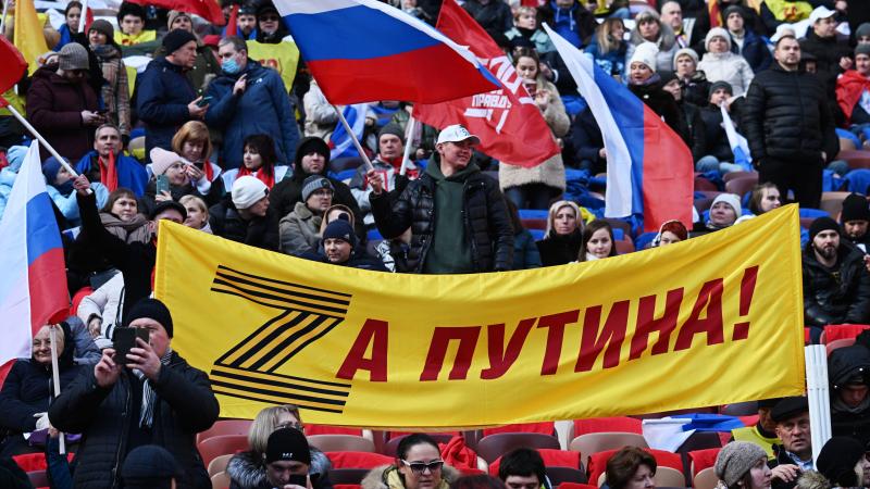 Atbalsta mītiņš Krievijas sāktajai agresijai Ukrainā Krievijas galvaspilsētā Maskavā