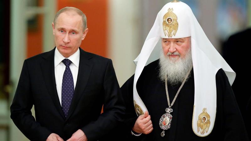 Krievijas okupantu vadītājs V. Putins un patriarhs Kirils