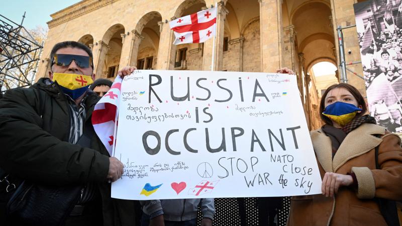 Ukrainas atbalsta demonstrācija Gruzijas galvaspilsētā Tbilisi
