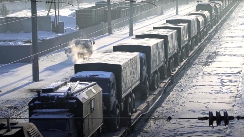 Krievijas okupantu karaspēka kustība pa dzelzceļu cauri Baltkrievijai