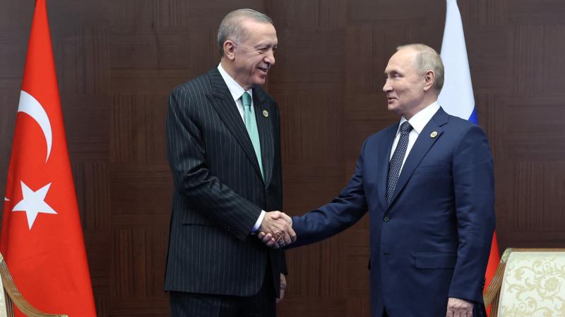Turcijas prezidents R. Erdogans un Krievijas valdnieks V. Putins