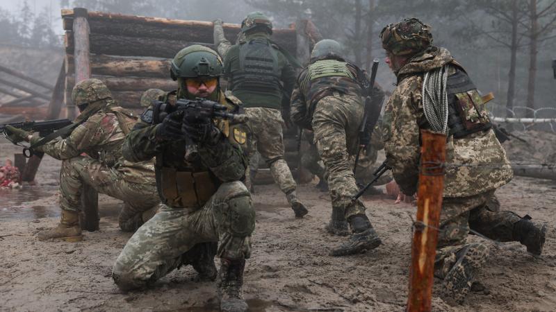 Ukraiņu karavīri mācībās