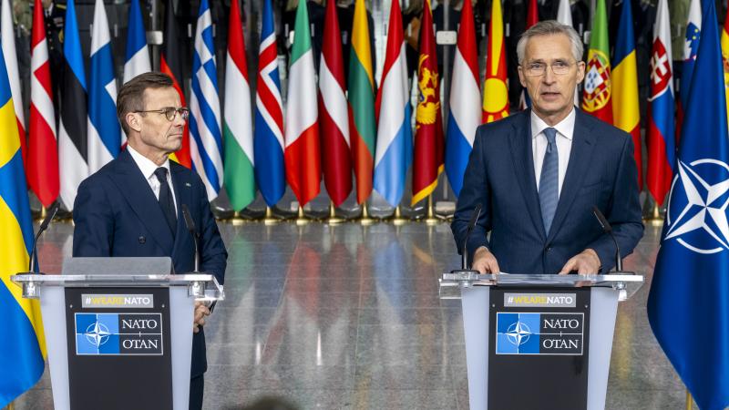 NATO ģenerālsekretārs Jenss Stoltenbergs un Zviedrijas premjers Ulfs Kristersons
