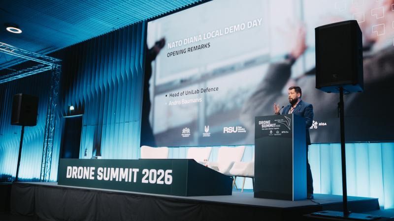 UniLab CEO Andris Baumanis NATO DIANA Demo dienā Dronu samitā
