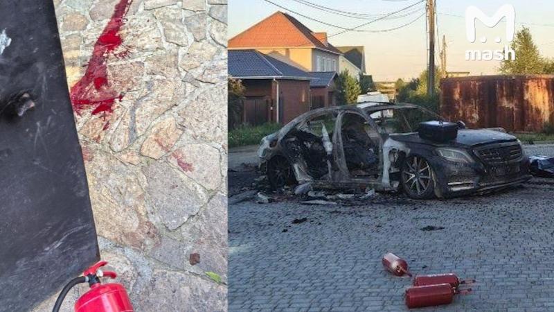 krievijas dronu ražotāja Vladimira Tkačuka uzspridzinātais vieglais auto