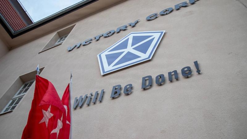 ASV Sauszemes spēku V korpusa priekšējais štābs Camp Kościuszko Poznaņā, Polijā